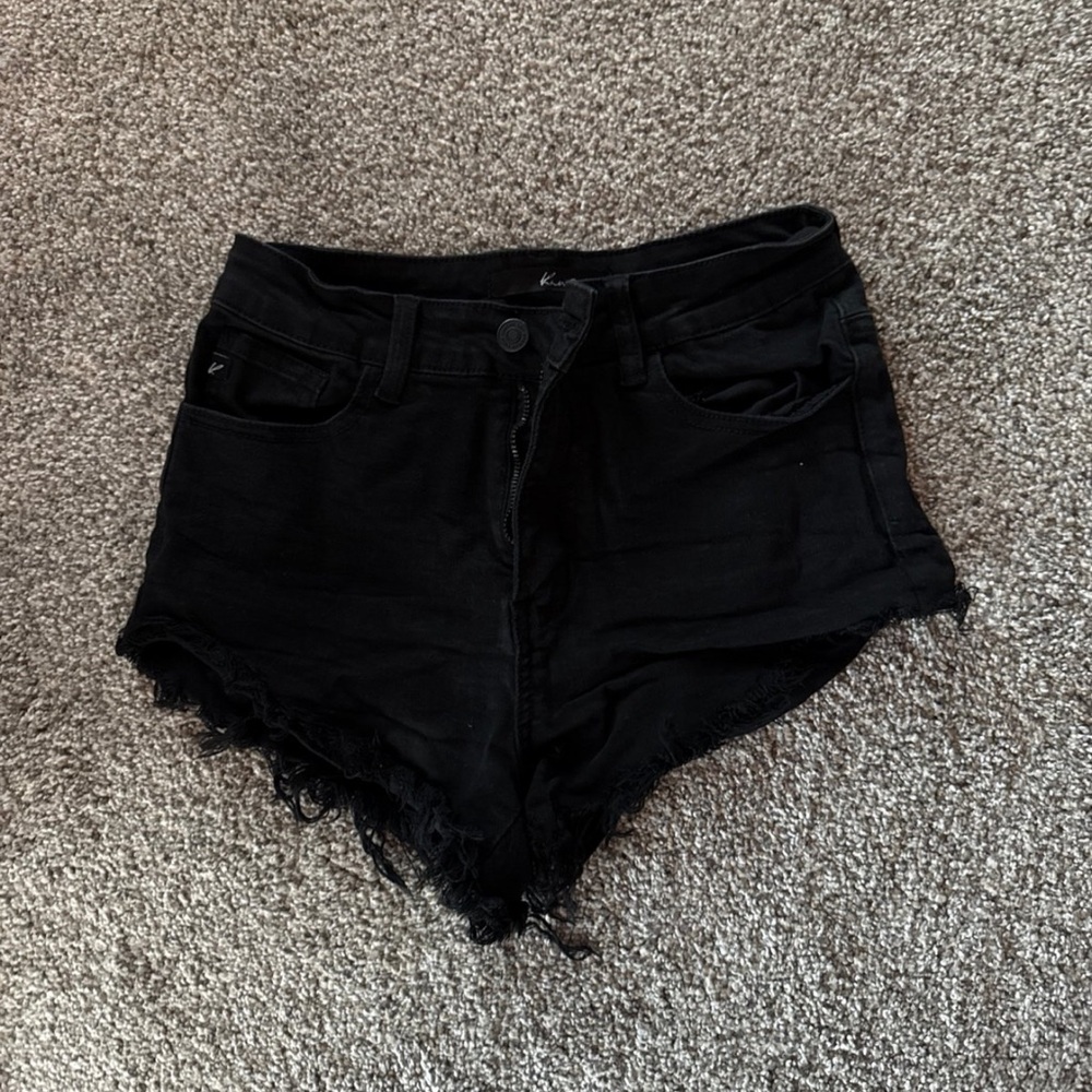 KanCan High Waist Black Distressed Denim Shorts